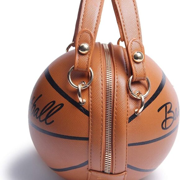 Women Crossbody Bags Basketball Shaped PU Handbags Adjustable Strap Shoulder Mes - Picture 4 of 6